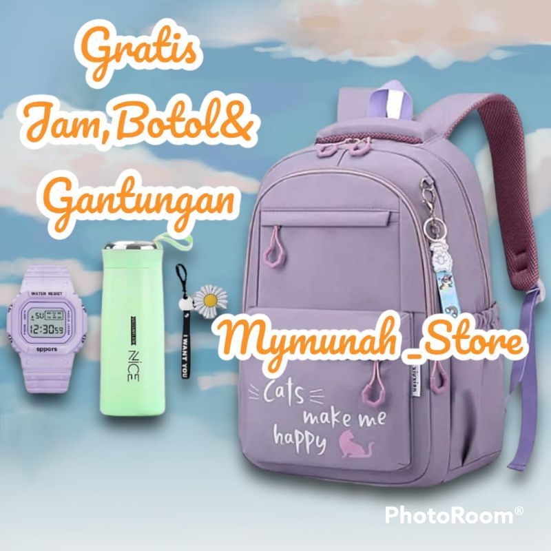 BANYAK BONUS Tas Ransel Perempuan SD SMP ukuran besar Murah