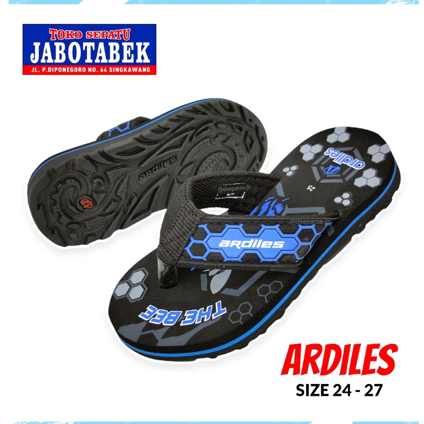 [COD] Sandal anak cowok jepit kasual santai ARDILES size 24 25 26 27 hitam biru gambar kartun karakt