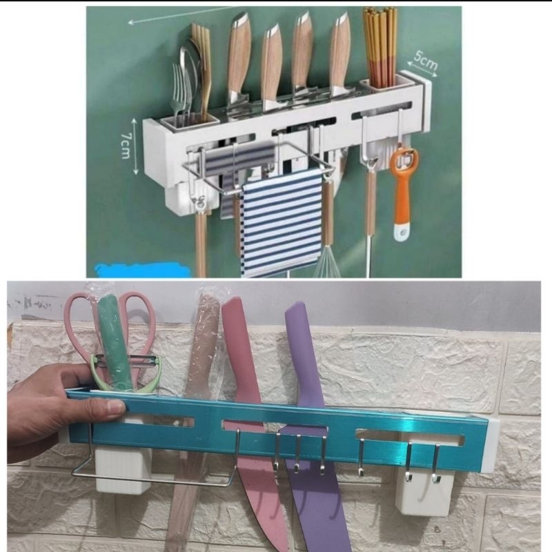 Rak Dapur Gantung Stainless Rak Dinding Dapur Tempel Serbaguna