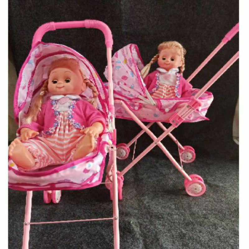 Mainan dorongan strolller boneka rangka besi boneka ada suara