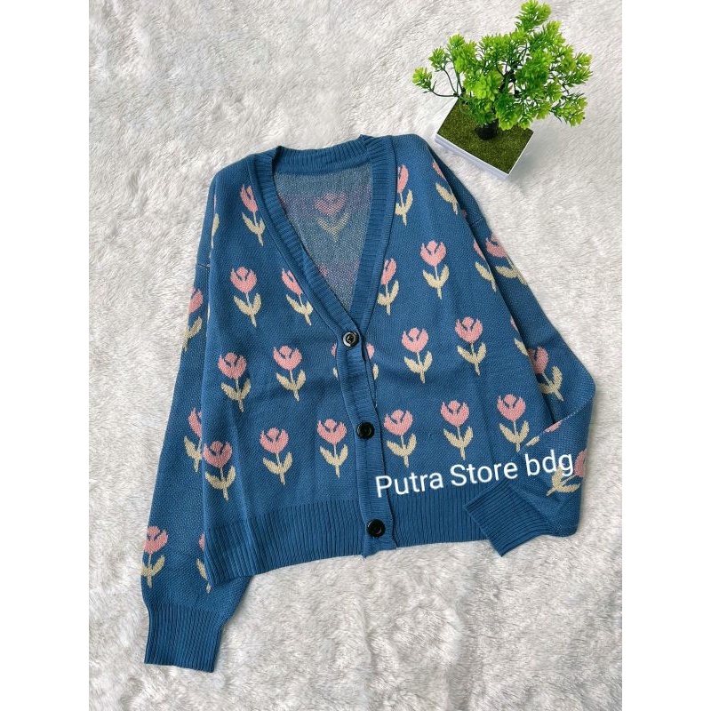 MAWAR CROP CARDI MOTIF//ATASAN WANITA