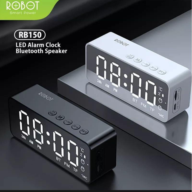 ROBOT RB150 Speaker Bluetooth 5.0 Alarm Led Indicator clock Suport Radio FM Original