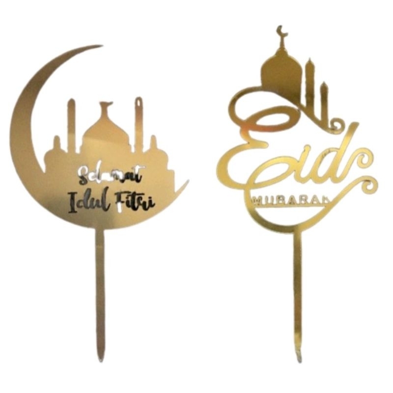 TOPPER AKRILIK IDUL FITRI EID MUBARAK | TOPPER LEBARAN | TOPPER CAKE IDUL FITRI | TOPPER EID MUBARAK