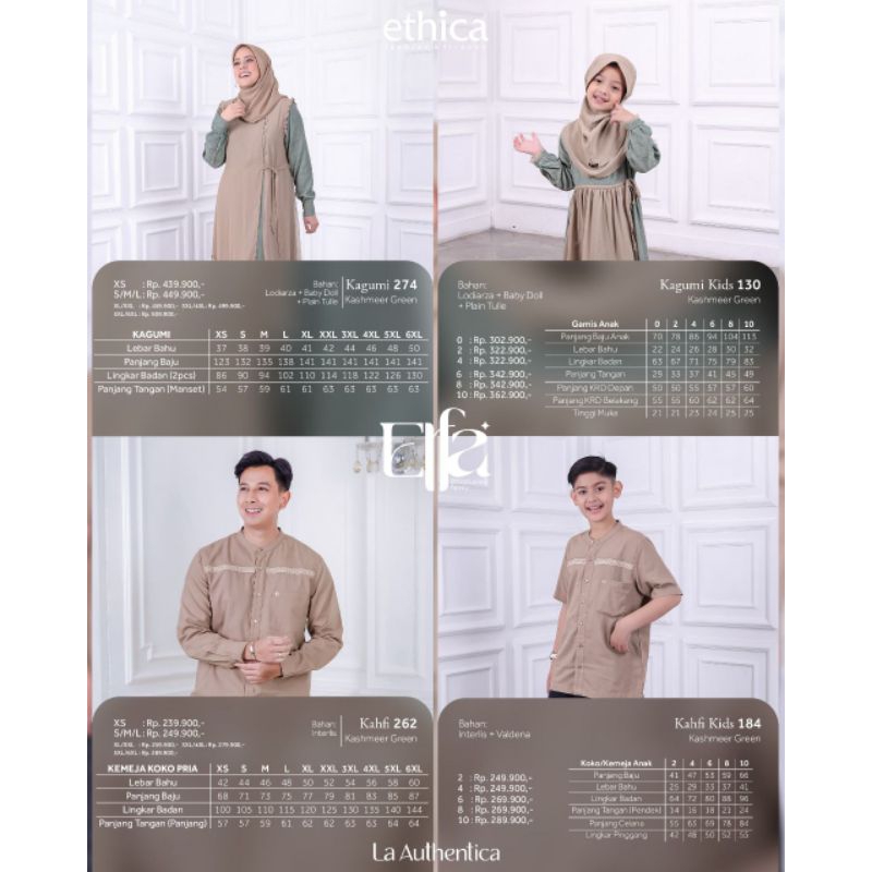 Sarimbit Ethica 2023 Elfa 270 Kashmeer Green Gamis Kagumi 274 Kahfi 262