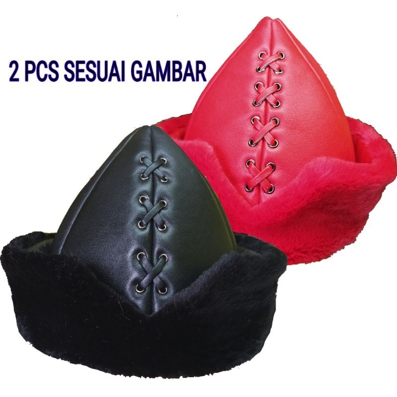 Paket peci ottoman topi kulit garut sufi kopeah kulit bulu