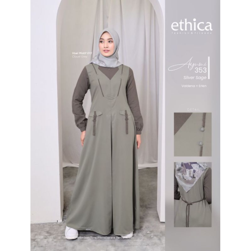 Gamis Ayumi 353 Silver Sage dan Quarry Blue