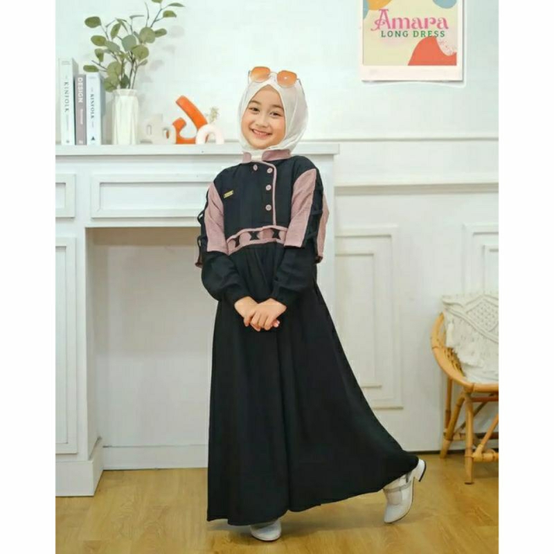 Amara maxy kids gamis anak terbaru usia 5-14 tahun / gamis anak lebaran model kekinian / gamis anak model korea