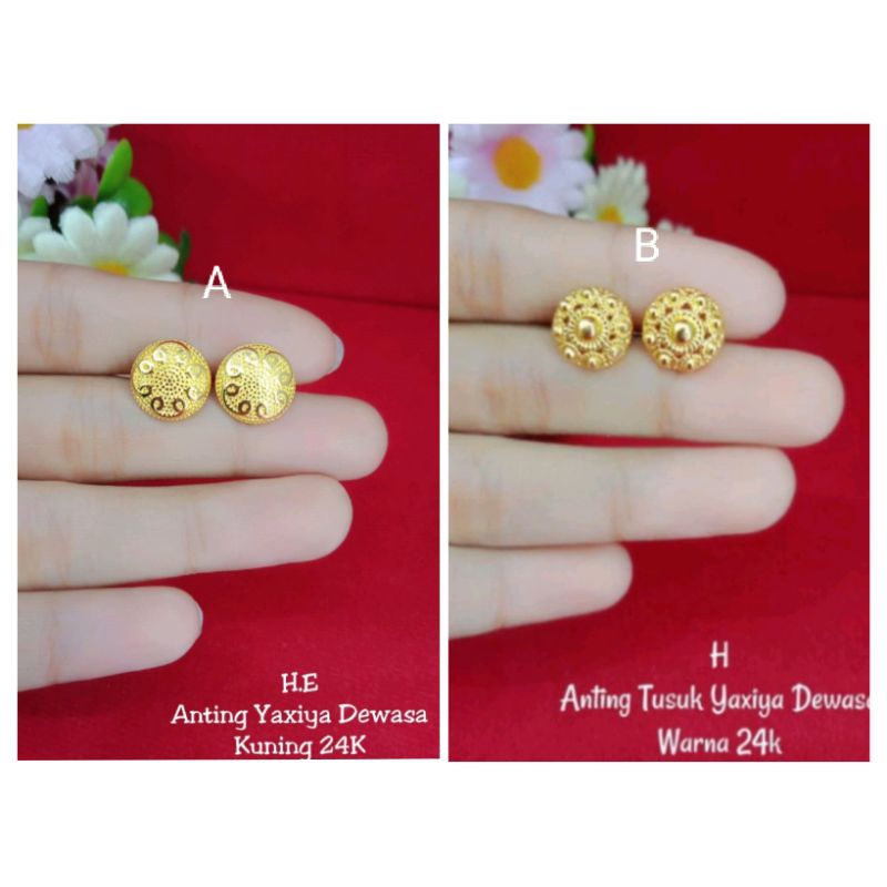 anting tusuk Borobudur lapis emas 24k