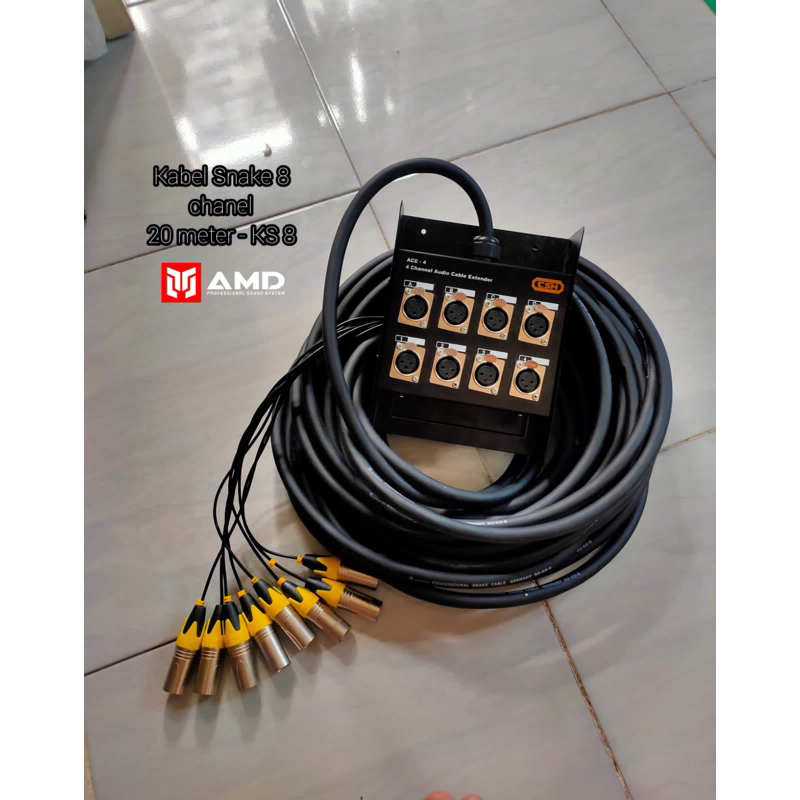 kabel snake 8 chanel 20 meter lengkap