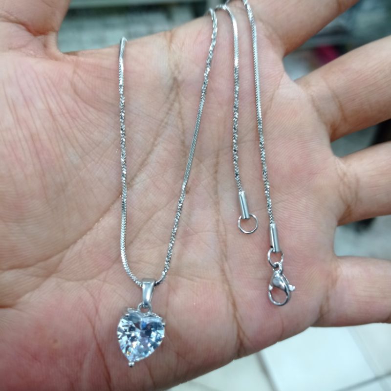 kalung titanium silver anti luntur perhiasan wanita