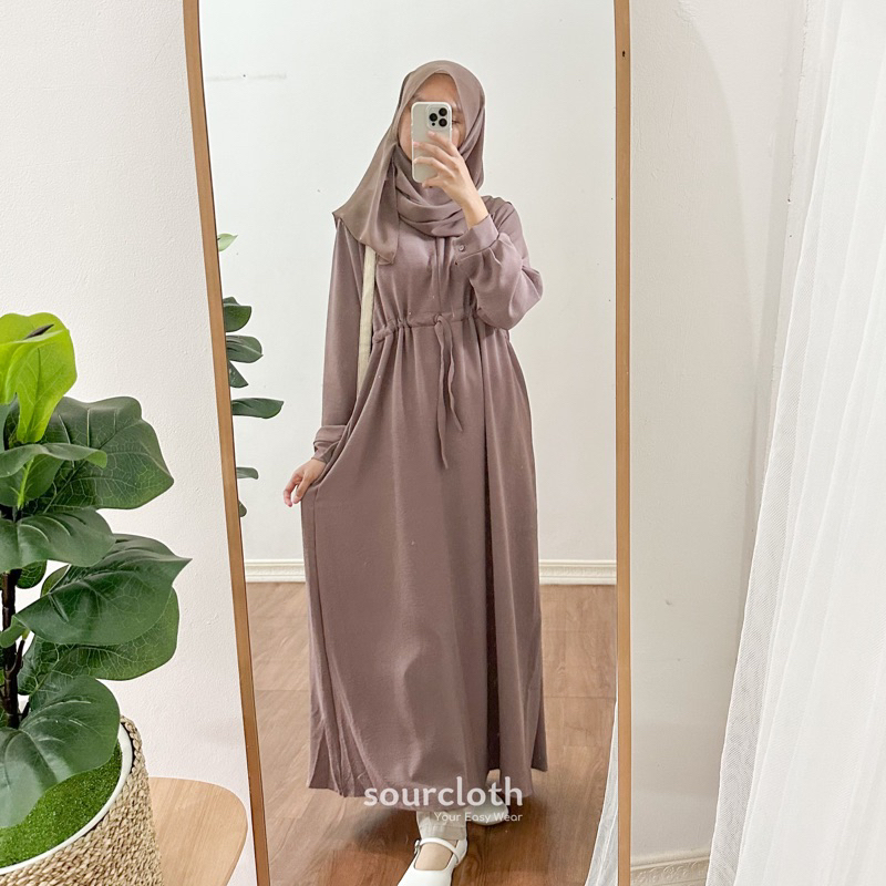 BASIC DRESS - Gamis Kaftan Abaya Syar'i Polos Busui Allsize Bahan Crinkle