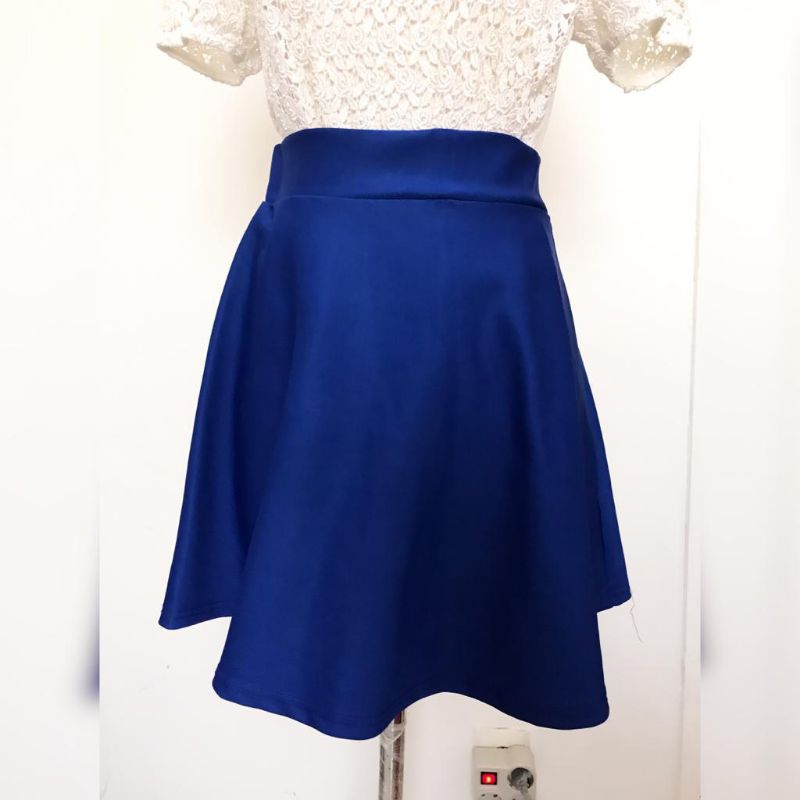 PRELOVED - BLUE FLARE MIDI SKIRT / ROK MIDI