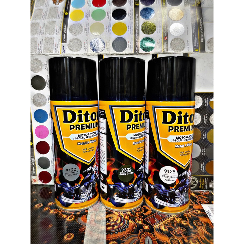 PAKET LENGKAP Cat semprot warna ARMY GREEN ( epoxy - army green - clear glossy) - DITON PREMIUM