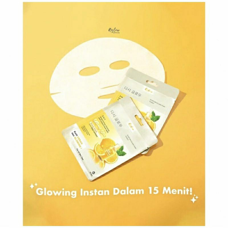 Sheet Mask Reglow Skincare dr Shindy 3in1 Ultimate Glow With Jeju Lemon Masker Wajah Glowing