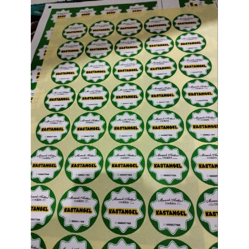 

cetak plus cutting sticker kue lebaran lebel toples