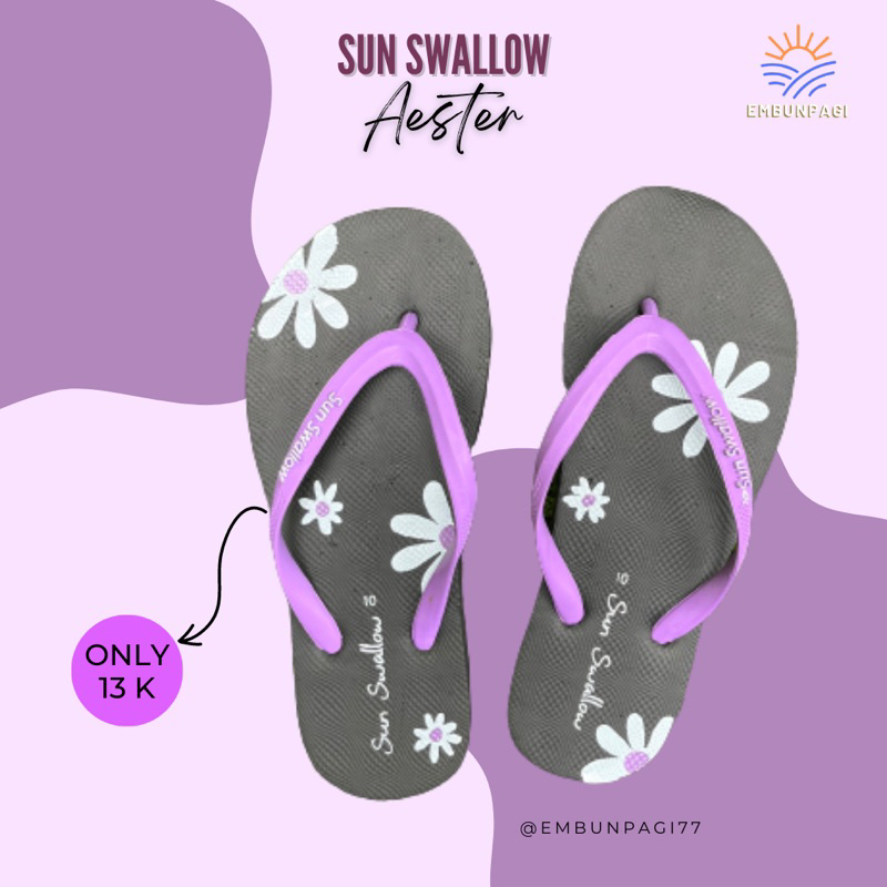 Sandal Jepit Wanita Motif Bunga Aster/Aester Sun Swallow