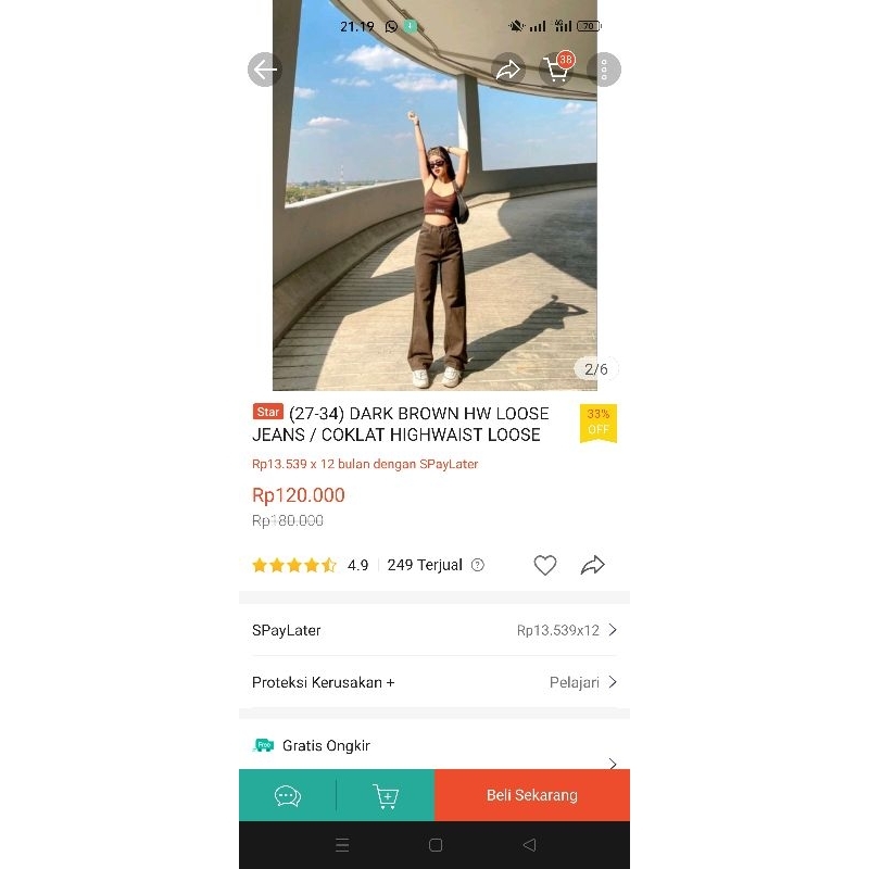 Highwaist Loose Jeans Dark Brown (Preloved)