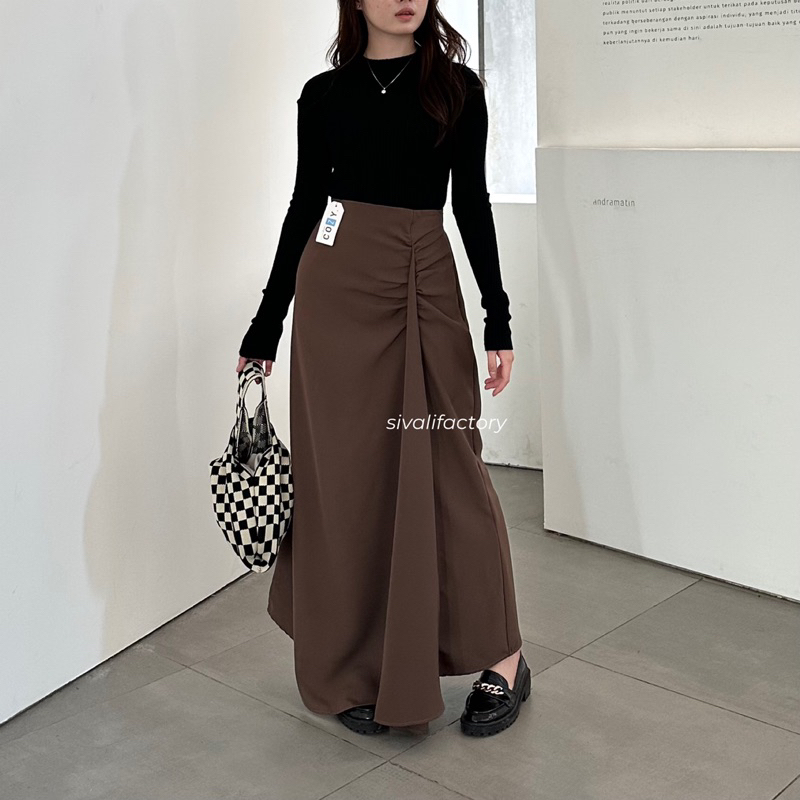 SIVALI Roxen Skirt 801 - Polyester Skirt Anti Kusut - Maxi Korean Loose Skirt - Rok Wanita