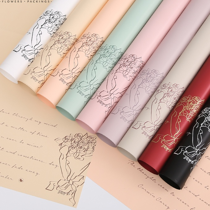 

[Ecer] Kertas Buket Bunga Flower Wrapping - Flower Wrap Paper Matte Cellophane Corak Bunga Floral Print Tulisan Handwriting Bahan Kertas - Floral Wrap OPP Flower Bouquet Bungkus Bucket Wedding Engagement Florist Korean Style