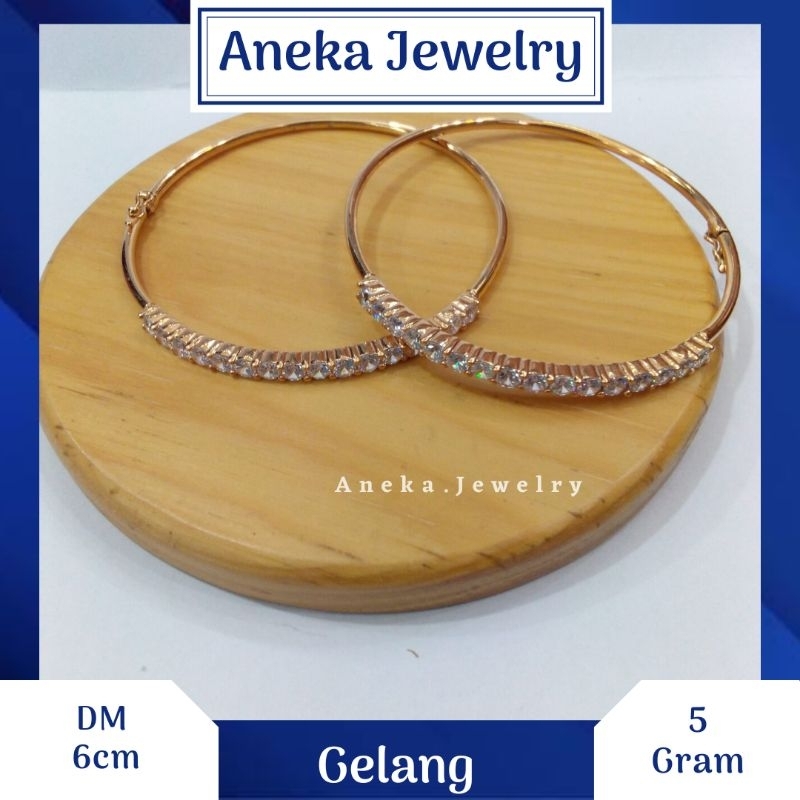 Gelang Pipa Mata 1 Baris, Sepuh Emas Kuning, Perak 925