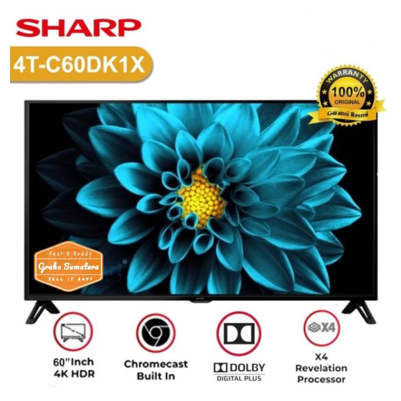 Sharp Android Smart TV 60Inch 4T-C60DK1X 4K UHD New Series Murah Medan