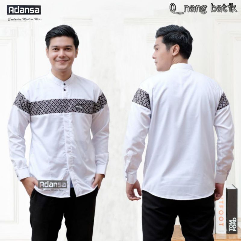 Baju Muslim Laki laki Koko Pria Dewasa Lengan Panjang Modern Bahan Katun Premium Motif Qynang Kobata