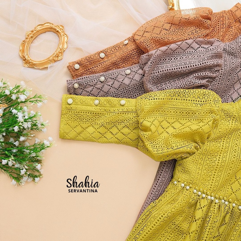 Shahia Servantina - Savina Set Hijab Dress Brukat Anak Perempuan Gamis Pesta