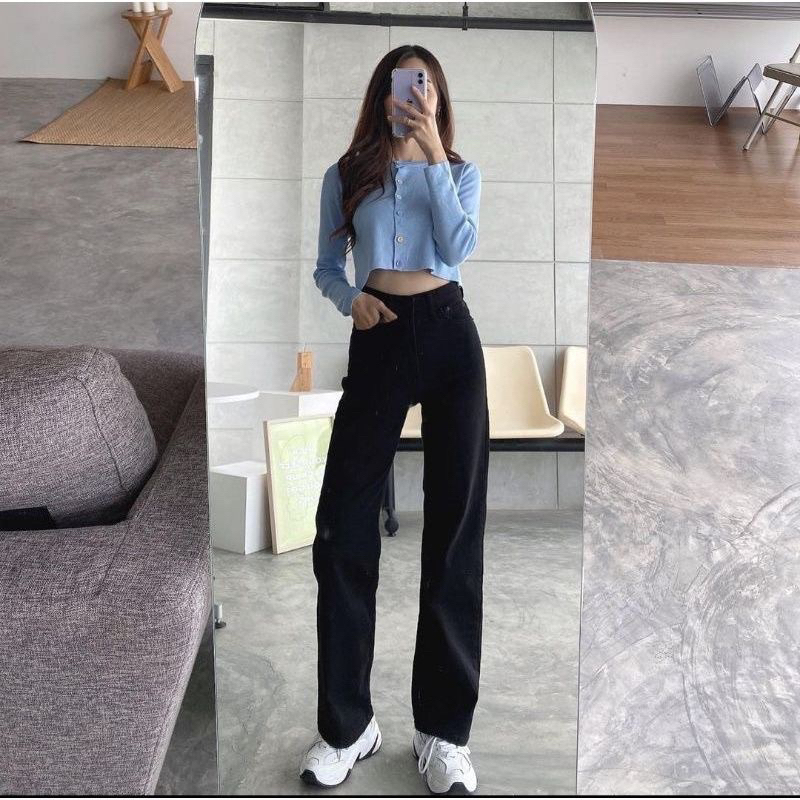 CLEYA LOOSE PANTS JEANS CULLOTE/ kulot highwaist loose jeans korean modist