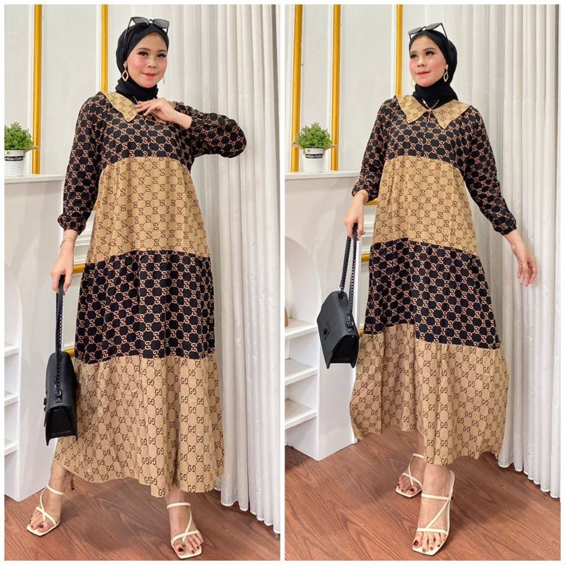 BAJU SAFINA MIDI DRESS BAJU DRESS WANITA RAYON BUSUI FRIENDLY BUMIL ALL SIZE MIDI DRESS VIRAL KEKINI