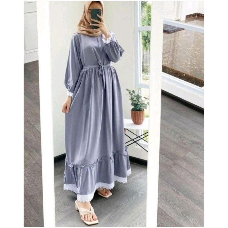 GAMIS SYFA DUSTY / LIONA BELT BUSUI BUMIL DRESS MOSCREPE PREMIUM