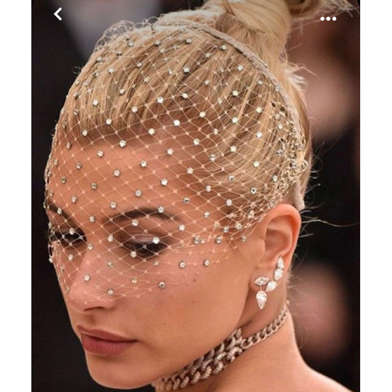 birdcage veil pearl bando jaring jala rhinestone mutiara aksesoris rambut pesta