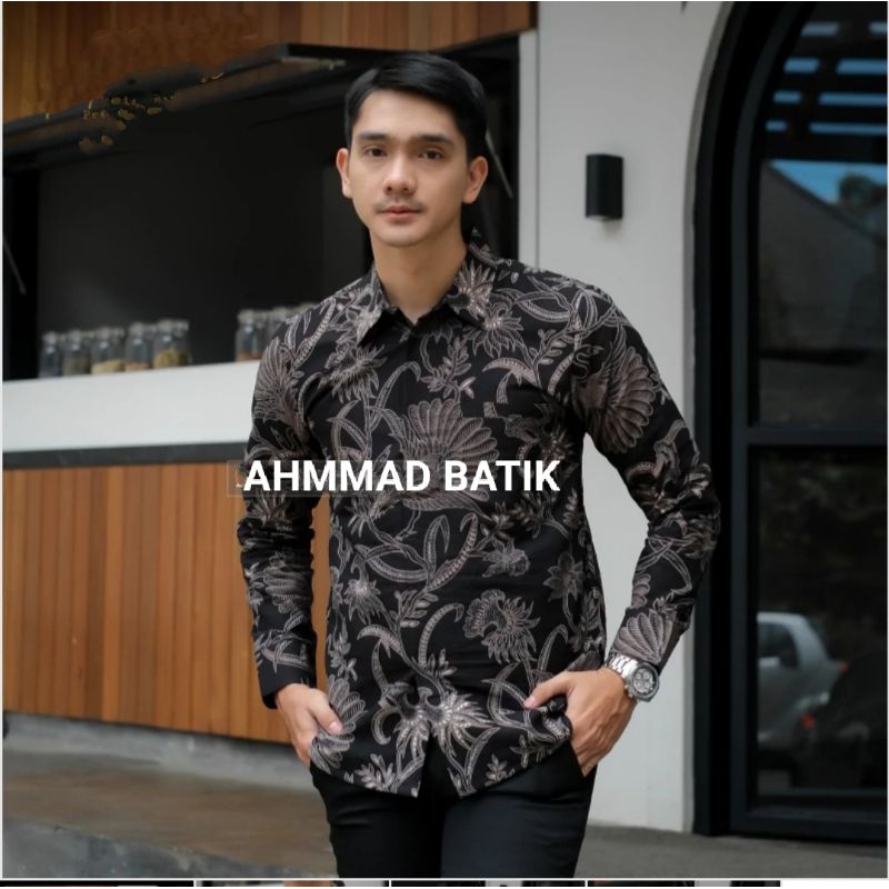 KEMEJA BATIK PRIA BABON ANGKREM SLIMFIT LAPIS FURING