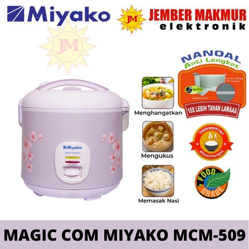 Miyako MCM 509 Magic Com Miyako anti lengket Rice Cooker