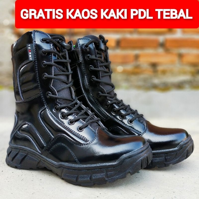 SEPATU PDL LGR MENGKILAP BAHAN KULIT SAPI ASLI MERK TX-ARMY SEPATU PDL DINAS LAPANGAN TNI POLRI SECURITY SATPAM