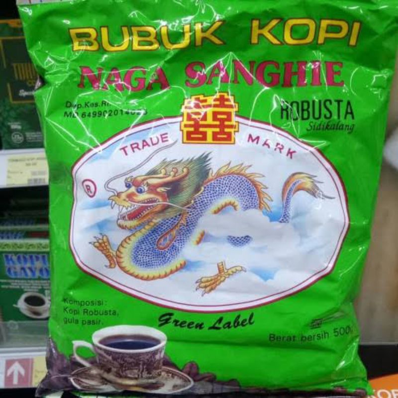 

Bubuk kopi naga sanghie robusta green label (halus) 500g