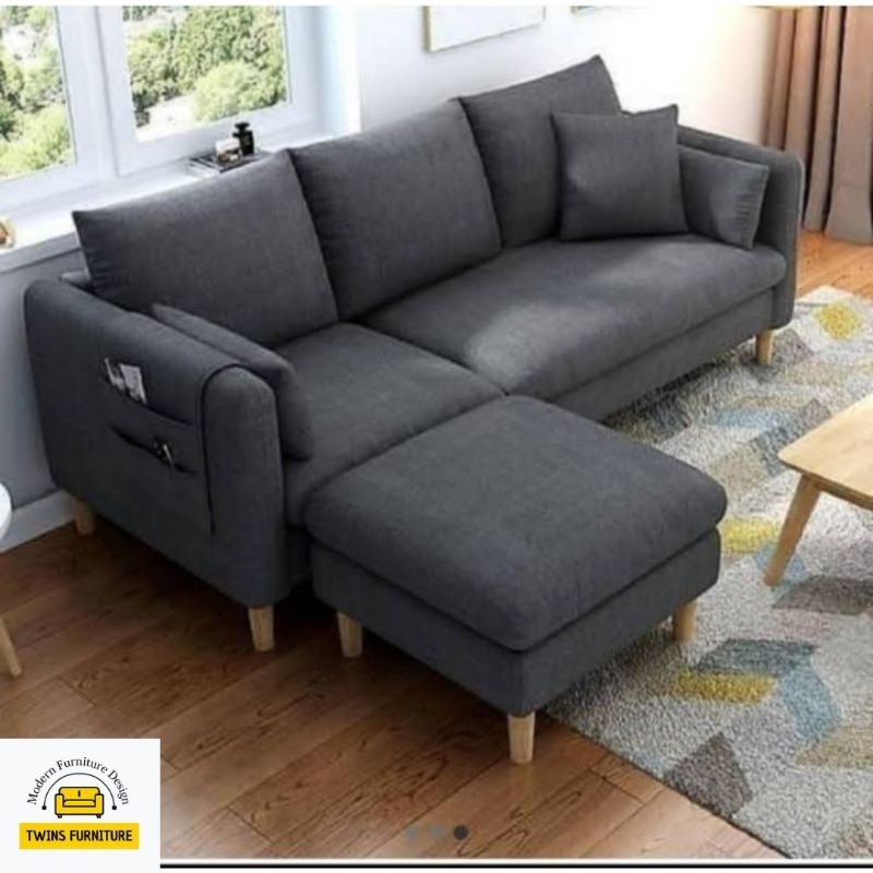 IDEA - Sofa Retro L Shape Sofa Minimalis Modern Kayu Jati