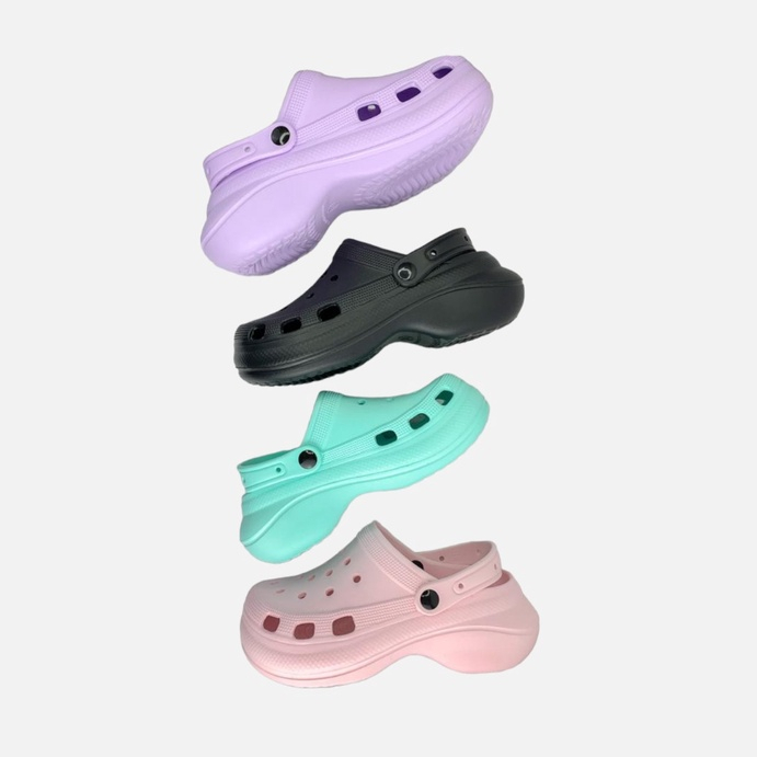 Sandal Wanita Slip On Baim Fuji Polos Viral Jibbitz Sandal CROCS Cewek Sandal Cewek Selop Wedges Platform Phylon Stiker 3D Warna