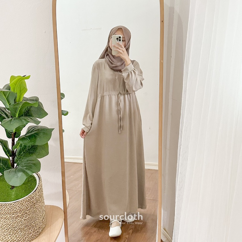 BASIC DRESS - Gamis Kaftan Abaya Syar'i Polos Busui Allsize Bahan Crinkle