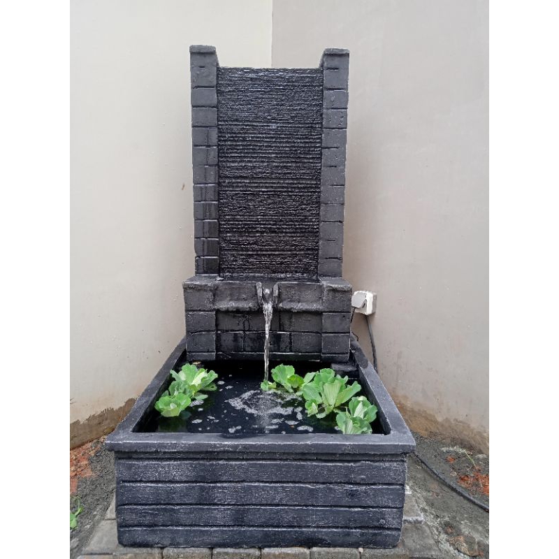 jual kolam ikan air mancur motif batu alam model minimalis hiasan taman outdoor dan indoor