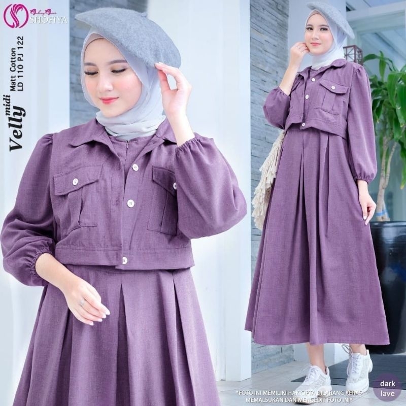 [READY] VIOLIN • VELLY BY SHOFIYA SET DRESS WANITA KEKINIAN LD 110 BUSUI
