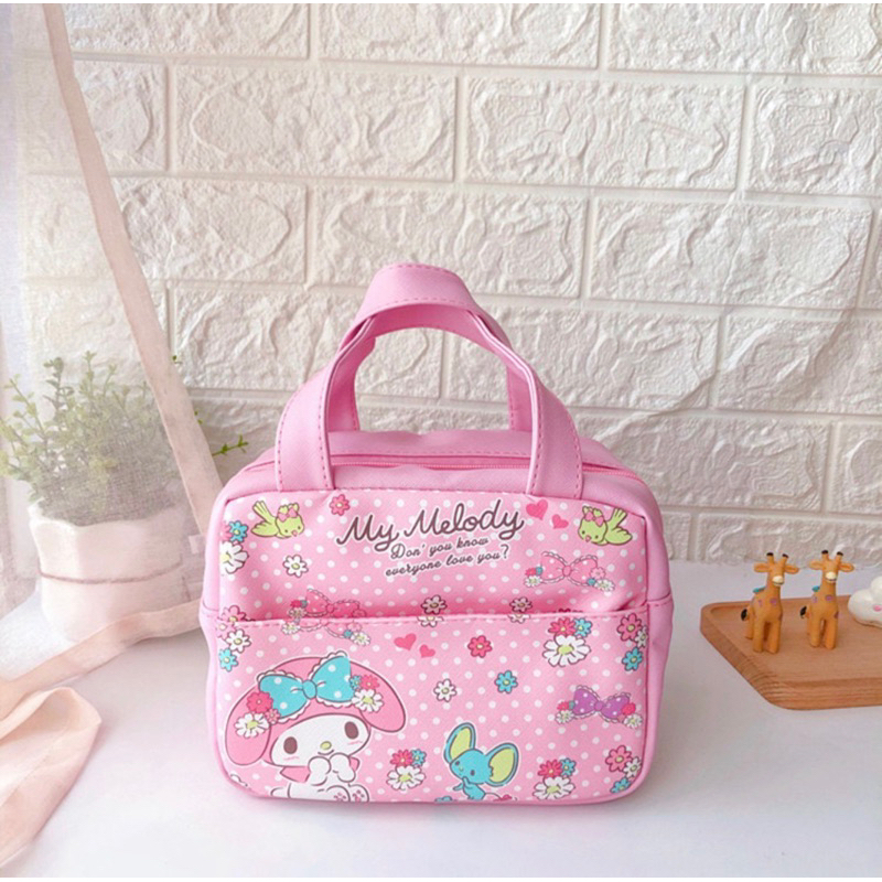 NAOMI - Banyak Motif Lunch Bag Sanrio Tebal Import - Kaori Kiyo bag - tas sanrio - tas motif cartoon - tas japan - Tas Anak - Tas makan - tas Bekal