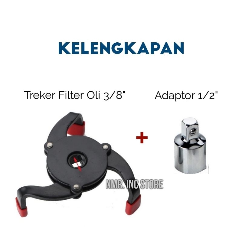 Treker Kunci Filter Oli Mobil ONE WAY Universal Plus Karet Pelindung Anti Slip, Alat Pembuka Saringan Satu Arah.