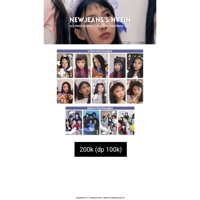 Newjeans Season Greeting SG23 Photocardld Danielle set and Hyein set