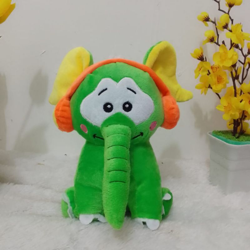 Boneka Gajah Lucu Headset Pisang Halus dan Lembut