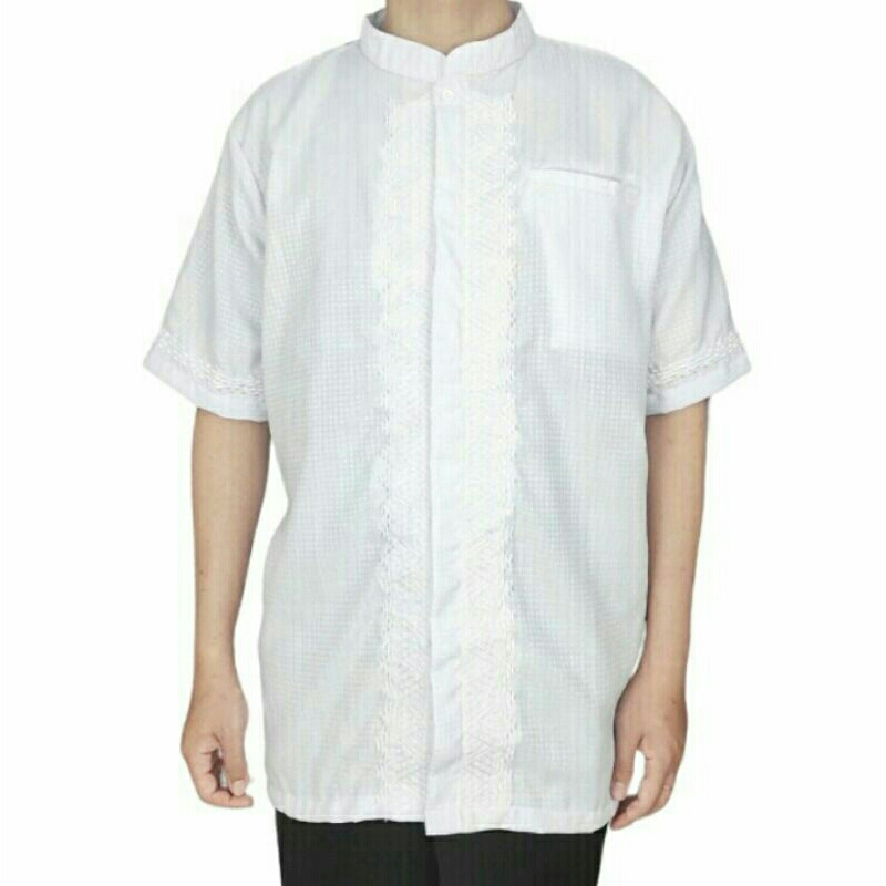 Baju kemeja koko putih premium lengan panjang / pendek big jumbo size M L XL 2XL 3XL 4XL bordir