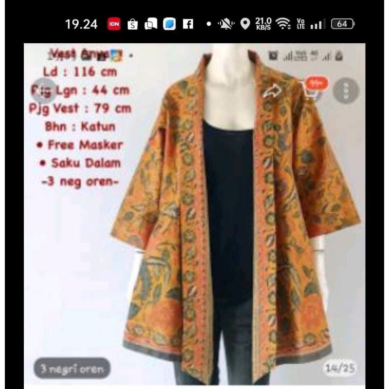 vest Anya batik solo atasan kerja