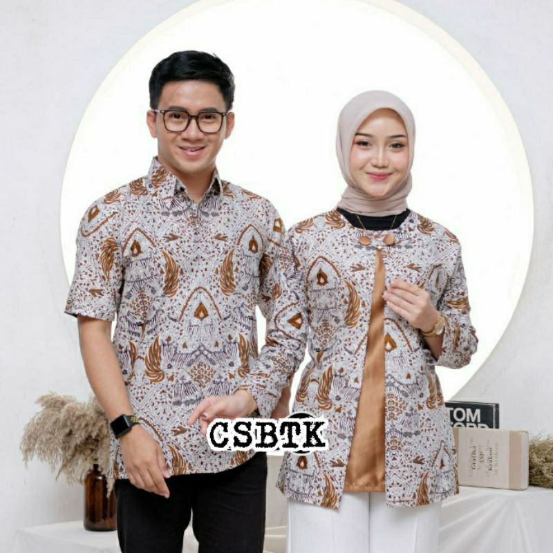 BAJU BATIK COUPLE MODERN Monalisa Genes MERAH BIRU TOSCA UNGU ORANGE M,L,XL asli