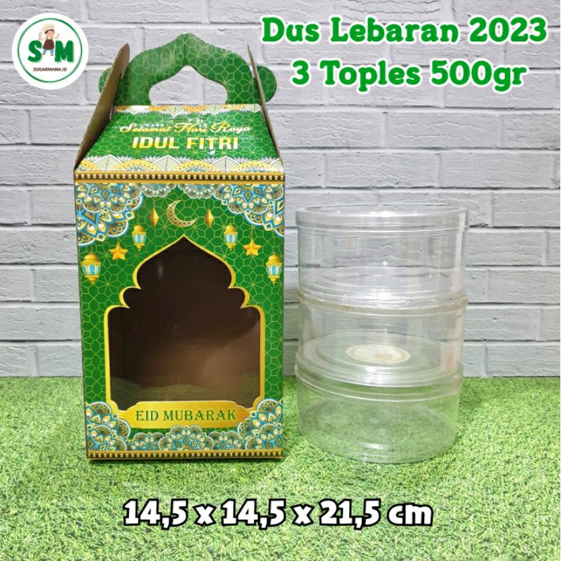 

Dus Lebaran Box 3 Toples 500gr Jinjing hampers Goodiebag bingkisan Idul fitri Packaging Kemasan kue kering