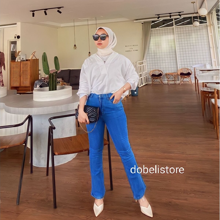 [MCOJEANS] OOTD SZ 27-34 HW Cutbray Celana Wanita Highwaist Long Pants Celana Cutbray Jeans Wanita Celana Korean Style Hijabers