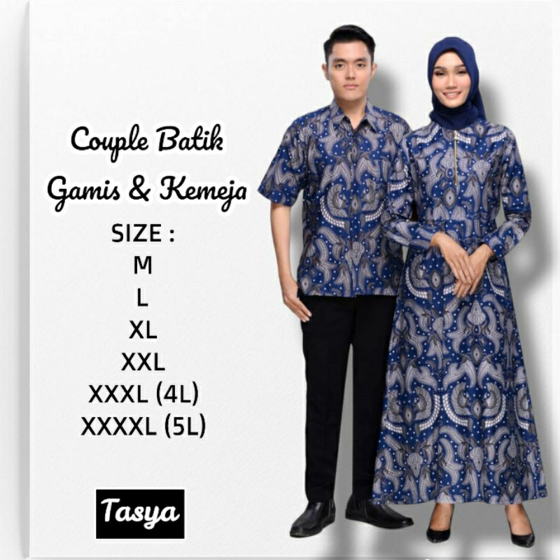 Couple Batik Pasangan Gamis Jumbo 4L-5L Sarimbit Keluarga Set Longdress Muslim Big Size DVN